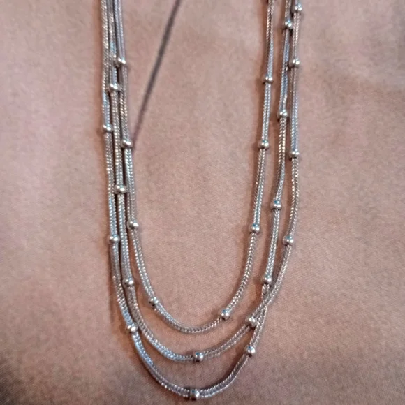 NWOT Silver 3 strand necklace from Italy. - Picture 7 of 12